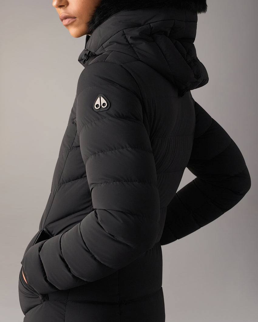 COOPER LAKE SHEARLING TRIM PARKA-BLACK/BLACK