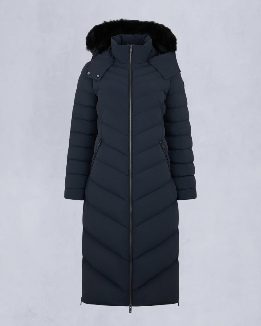 COOPER LAKE SHEARLING TRIM PARKA-BLACK/BLACK