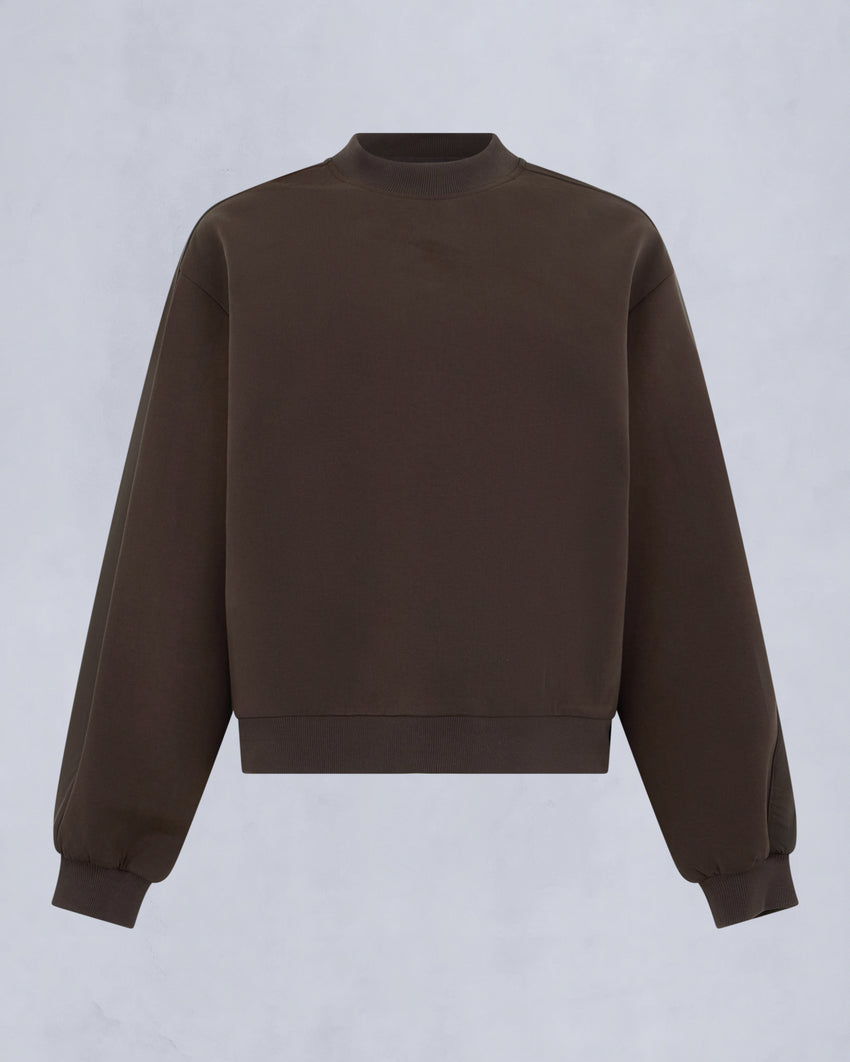 MIX MEDIA CREWNECK SWEATSHIRT-ESPRESSO