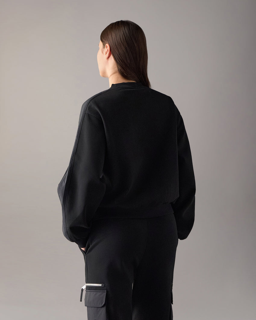MIX MEDIA CREWNECK SWEATSHIRT-ESPRESSO