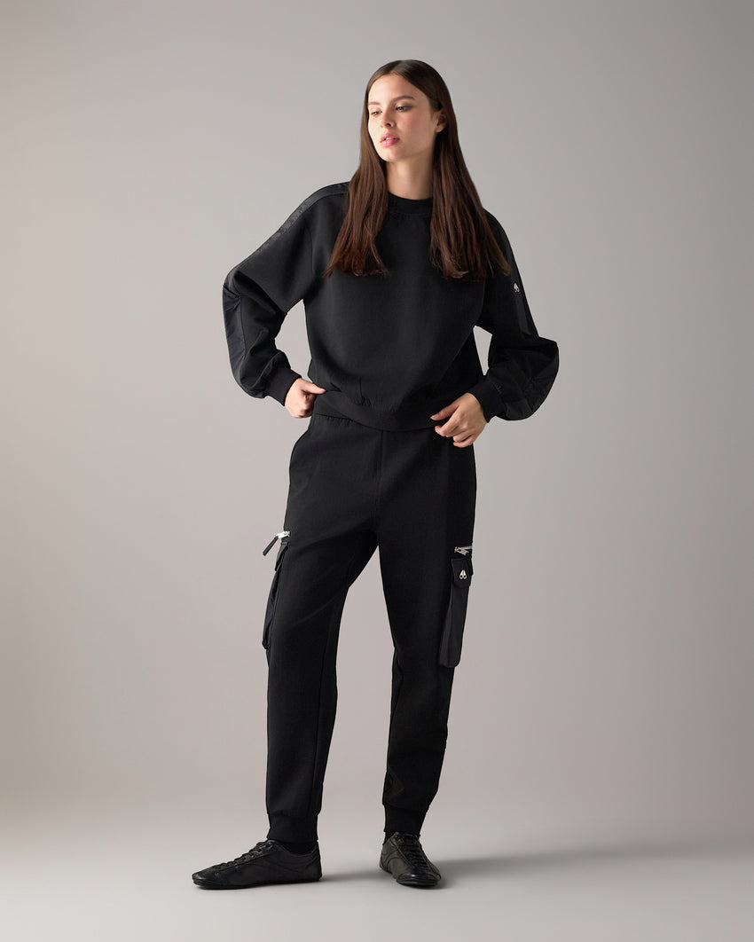 MIX MEDIA CREWNECK SWEATSHIRT-ESPRESSO