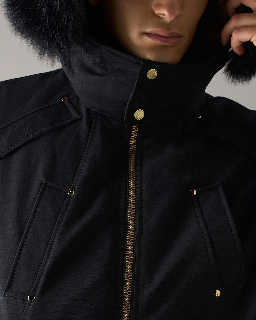 GOLD SERIES ORIGINAL SHEARLING TRIM BALLISTIC BOMBER-BEET/BLACK