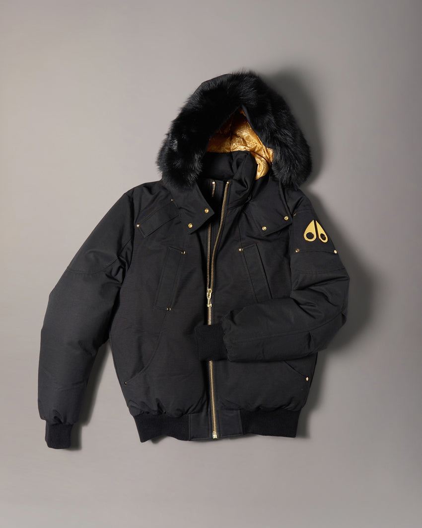 GOLD SERIES ORIGINAL SHEARLING TRIM BALLISTIC BOMBER-BEET/BLACK