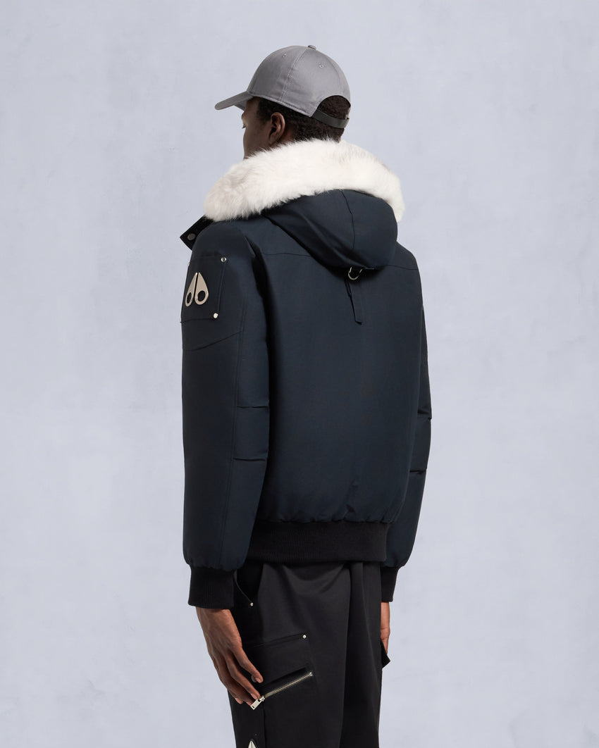 ORIGINAL BALLISTIC SHEARLING TRIM BOMBER JACKET-BLUESTONE/BLACK