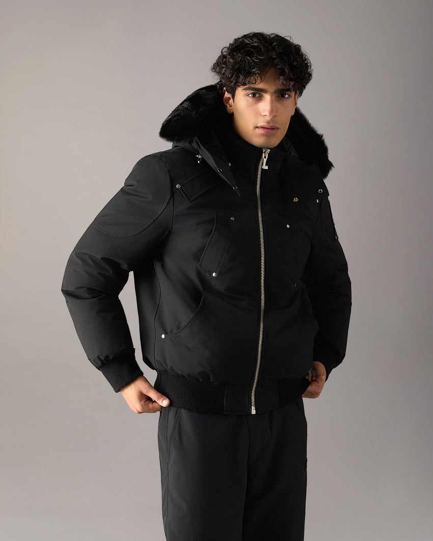 ORIGINAL BALLISTIC SHEARLING TRIM BOMBER JACKET-BLUESTONE/BLACK