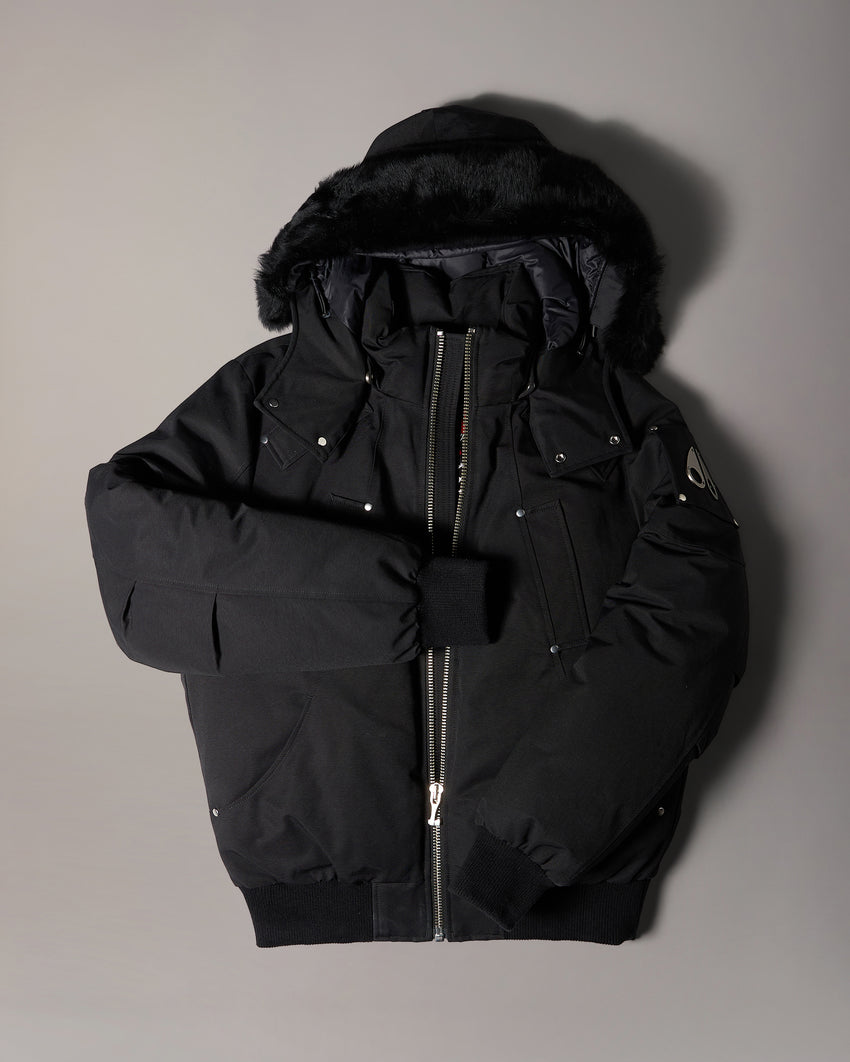 ORIGINAL BALLISTIC SHEARLING TRIM BOMBER JACKET-BLUESTONE/BLACK