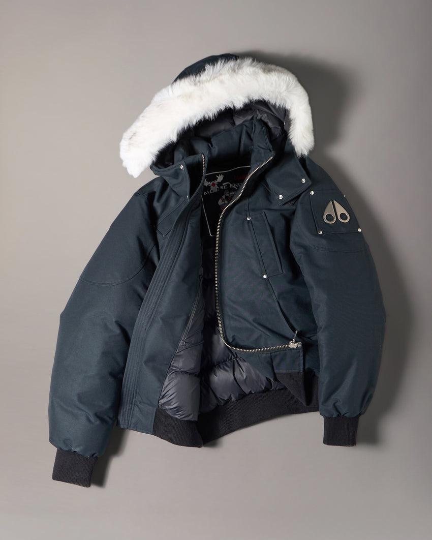 ORIGINAL BALLISTIC SHEARLING TRIM BOMBER JACKET-BLUESTONE/BLACK