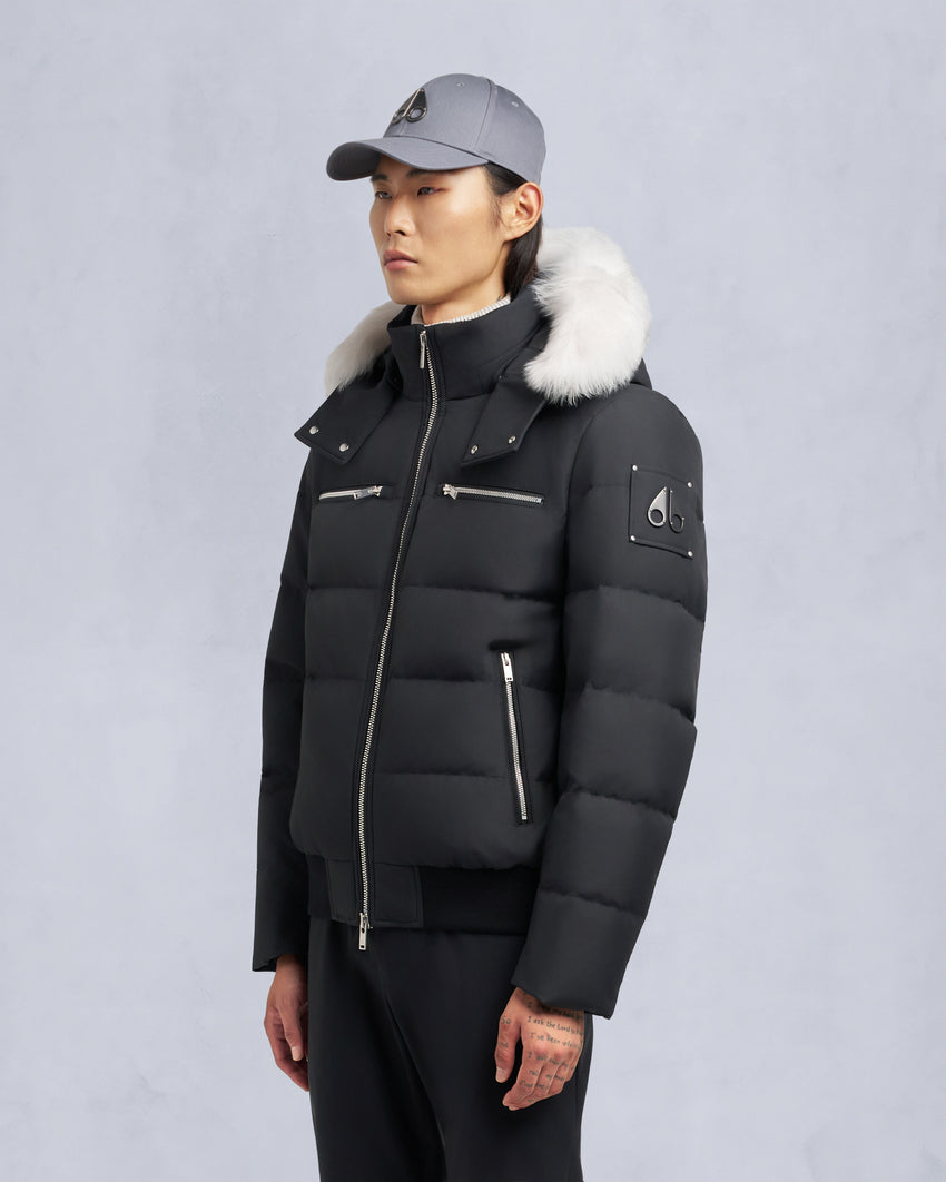 CLOUD SHEARLING TRIM BOMBER JACKET-ESPRESSO/BLACK