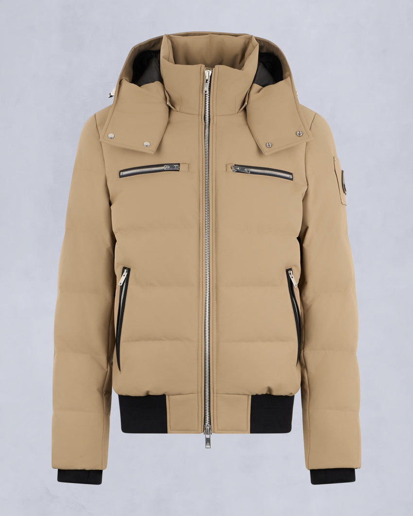 CLOUD SHEARLING TRIM BOMBER JACKET-ESPRESSO/BLACK