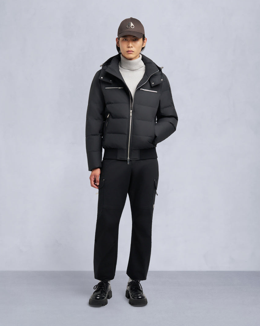 CLOUD SHEARLING TRIM BOMBER JACKET-ESPRESSO/BLACK