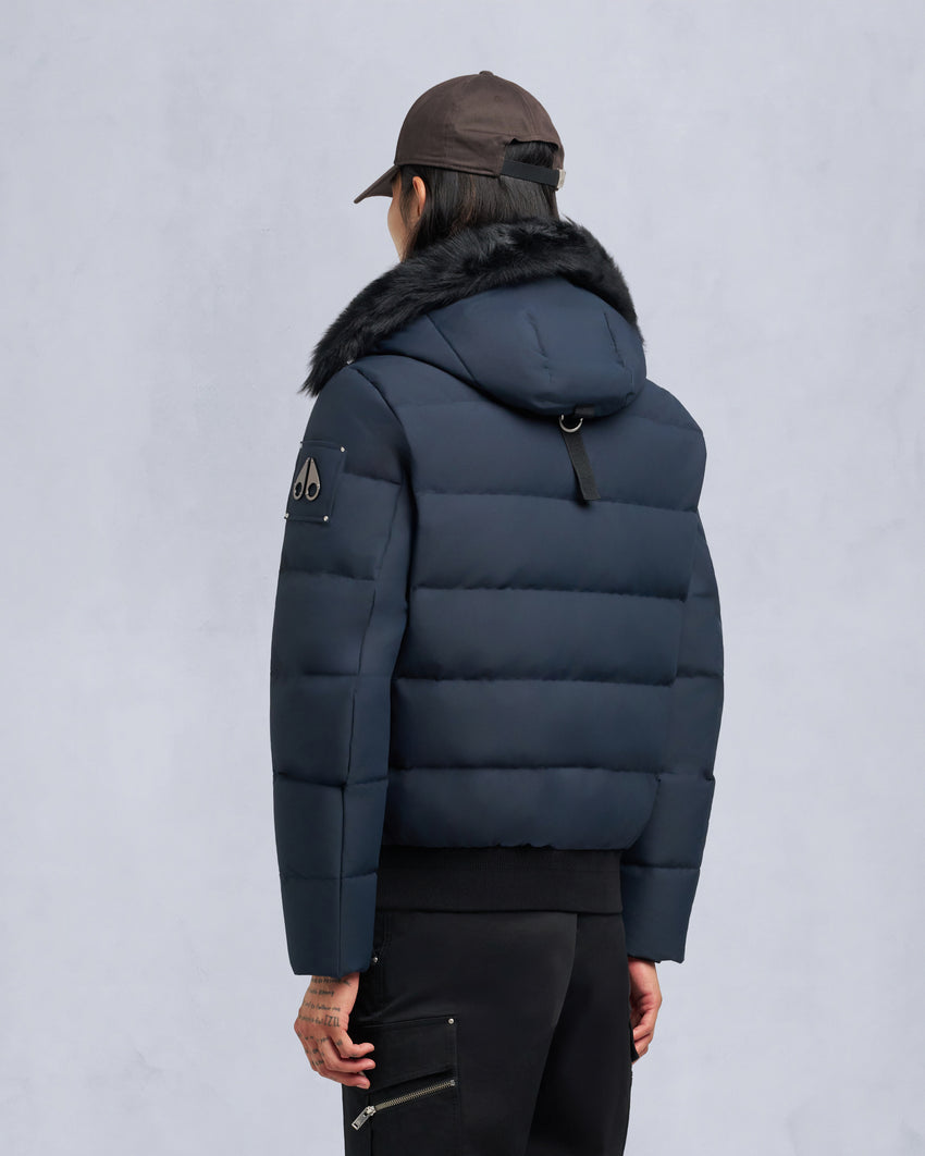 CLOUD SHEARLING TRIM BOMBER JACKET-ESPRESSO/BLACK