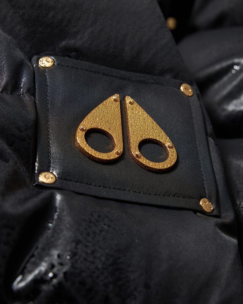 GOLD SERIES NYLUXE STAGG SHEARLING TRIM BOMBER-BLACK/BLACK