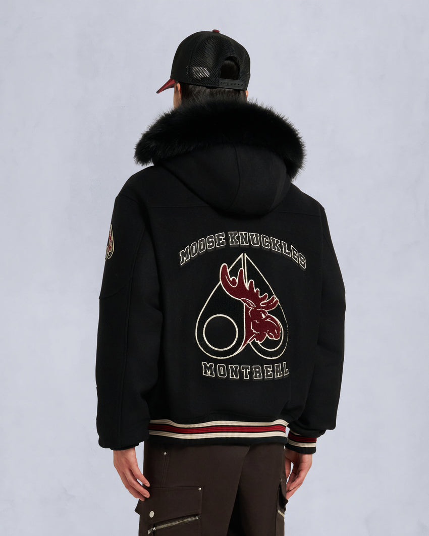NHL X MOOSE KNUCKLES TEAM BOMBER JACKET-BLACK/SUMAC/BONE
