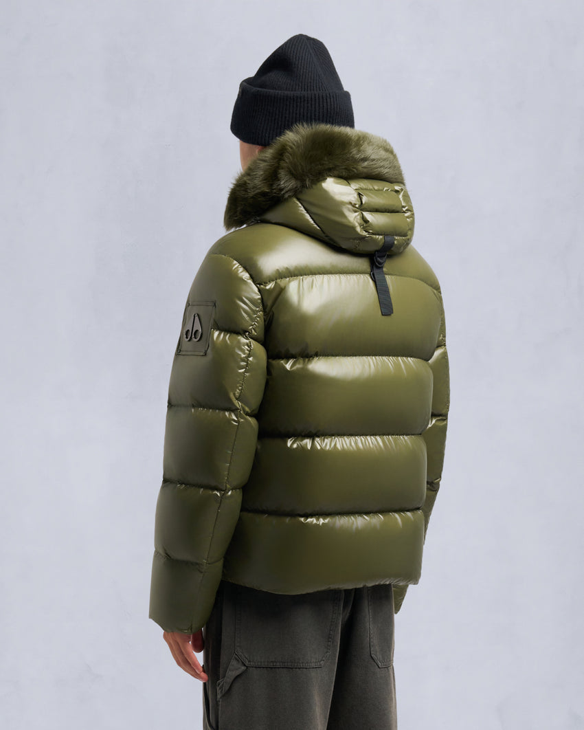 KINGS PUFFER SHEARLING TRIM JACKET-BLACK/BLACK