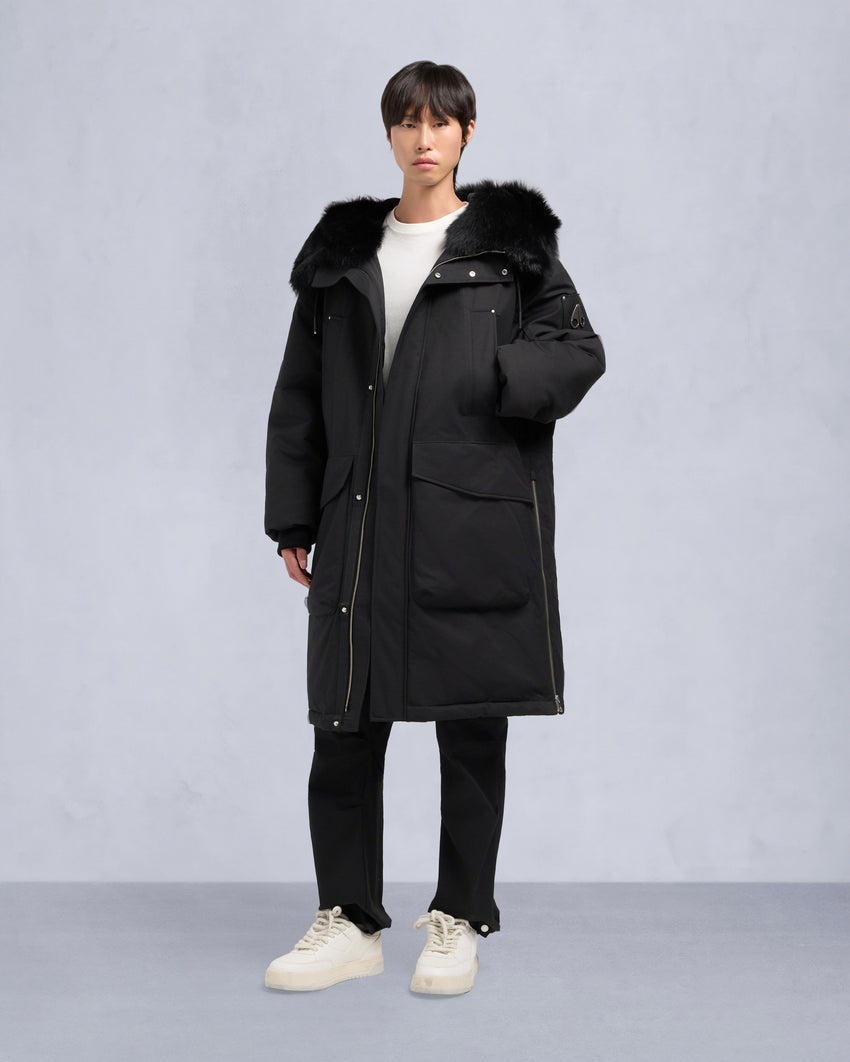 ORIGINAL DAWSON SHEARLING TRIM PARKA-BLACK/BLACK