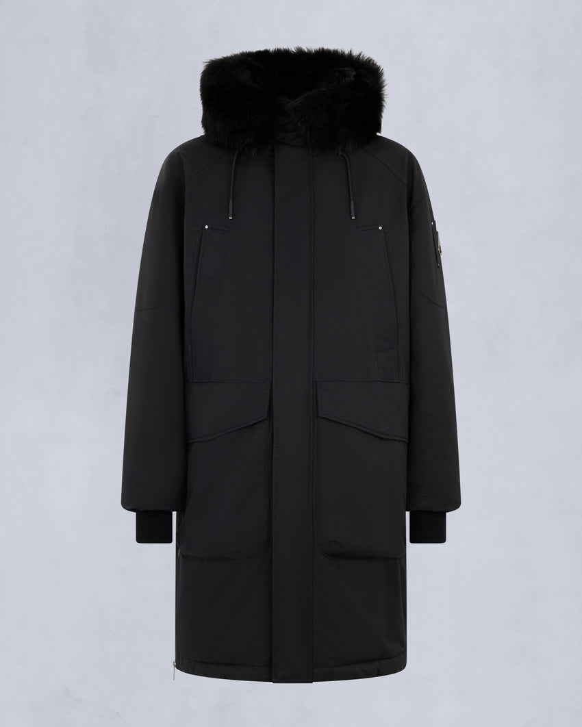 ORIGINAL DAWSON SHEARLING TRIM PARKA-BLACK/BLACK